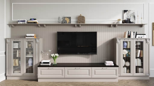 Если вам хочется идти в ногу со временем, следовать последним тенденциям в мире дизайна, но строгость и холодность Модернизма кажутся чрезмерными, почему бы не обратить взор на традиционные формы в обновленном, стильном оформлении. Гостиная Барона предлагает новое прочтение итальянской классики - современное, модное и элегантное. Проверенные временем формы, роскошный декор, высокие резные карнизы, скрупулезно проработанные детали, нанесенная вручную патина и оснащение функциональной бытовой техникой – Если вам хочется идти в ногу со временем, следовать последним тенденциям в мире дизайна, но строгость и холодность Модернизма кажутся чрезмерными, почему бы не обратить взор на традиционные формы в обновленном, стильном оформлении. Гостиная Барона